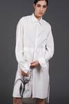 Samant Chauhan_White Cotton Collared Mono Tulip Shirt Dress _at_Aza_Fashions