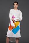 Buy_Samant Chauhan_White Cotton Round Neck Bright Form Shirt Dress _at_Aza_Fashions