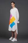 Shop_Samant Chauhan_White Cotton Round Neck Bright Form Shirt Dress _Online_at_Aza_Fashions
