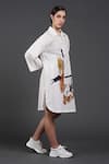 Samant Chauhan_White Cotton Collared Raw Form Designer Shirt Dress _Online_at_Aza_Fashions