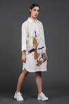 Buy_Samant Chauhan_White Cotton Collared Raw Form Designer Shirt Dress _Online_at_Aza_Fashions