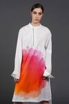 Shop_Samant Chauhan_White Cotton Collared Gentle Coral Shirt Dress _Online_at_Aza_Fashions
