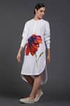 Shop_Samant Chauhan_White Cotton Round Neck Crimson Burst Shirt Dress _Online_at_Aza_Fashions