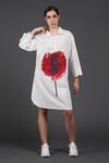 Buy_Samant Chauhan_White Cotton Collared Scarlet Bloom Shirt Dress _at_Aza_Fashions