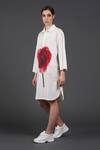 Buy_Samant Chauhan_White Cotton Collared Scarlet Bloom Shirt Dress _Online_at_Aza_Fashions
