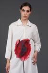 Shop_Samant Chauhan_White Cotton Collared Scarlet Bloom Shirt Dress _Online_at_Aza_Fashions