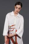 Samant Chauhan_White Cotton Collared Abstract Print Shirt Dress _Online_at_Aza_Fashions