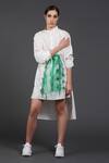 Samant Chauhan_White Cotton Collared Spiky Style Shirt Dress _Online_at_Aza_Fashions