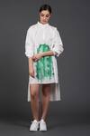 Buy_Samant Chauhan_White Cotton Collared Spiky Style Shirt Dress _at_Aza_Fashions