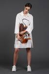 Buy_Samant Chauhan_White Cotton Collared Intricate Ink Shirt Dress _at_Aza_Fashions