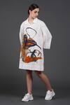 Samant Chauhan_White Cotton Collared Intricate Ink Shirt Dress _Online_at_Aza_Fashions