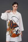 Buy_Samant Chauhan_White Cotton Collared Intricate Ink Shirt Dress _Online_at_Aza_Fashions