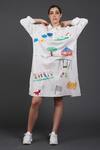 Buy_Samant Chauhan_White Cotton Collared Tiny Hands Art Shirt Dress _at_Aza_Fashions