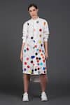 Buy_Samant Chauhan_White Cotton Collared The Colour Dot Shirt Dress _at_Aza_Fashions