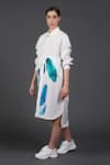 Samant Chauhan White Cotton Collared Dynamic Blue Shirt Dress Online at Aza Fashions Samant Chauhan_White Cotton Collared Dynamic Blue Shirt Dress _Online_at_Aza_Fashions