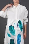 Shop Samant Chauhan White Cotton Collared Dynamic Blue Shirt Dress Online at Aza Fashions Shop_Samant Chauhan_White Cotton Collared Dynamic Blue Shirt Dress _Online_at_Aza_Fashions