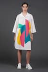 Buy_Samant Chauhan_White Cotton Collared Colour Burst Shirt _at_Aza_Fashions