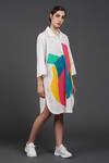 Samant Chauhan_White Cotton Collared Colour Burst Shirt _Online_at_Aza_Fashions