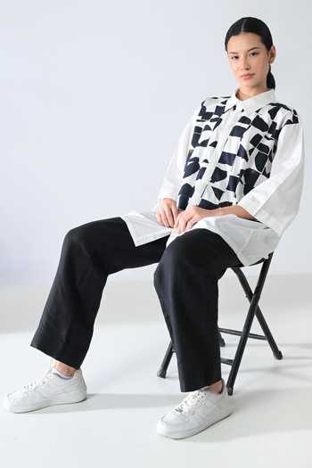 Samant Chauhan_White Cotton Collared Bitone Shirt _Online_at_Aza_Fashions