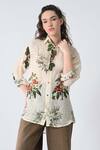 Samant Chauhan_Beige Linen Collared Garden Shirt _Online_at_Aza_Fashions