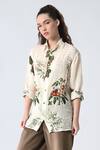 Buy_Samant Chauhan_Beige Linen Collared Garden Shirt _at_Aza_Fashions
