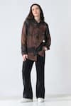 Shop_Samant Chauhan_Brown Linen Collared Bloom Shirt _Online_at_Aza_Fashions