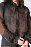 Buy_Samant Chauhan_Brown Linen Collared Bloom Shirt 