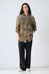 Shop_Samant Chauhan_Gray Linen Collared Grace Leaf Shirt _Online_at_Aza_Fashions