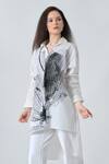 Buy_Samant Chauhan_White Cotton Collared Midnight Leaf Shirt _at_Aza_Fashions