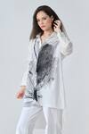 Buy_Samant Chauhan_White Cotton Collared Midnight Leaf Shirt _Online_at_Aza_Fashions