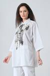 Buy_Samant Chauhan_White Cotton Collared Branch Bloom Designer Shirt _Online_at_Aza_Fashions
