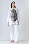 Samant Chauhan_White Cotton Collared Leaf Drift Shirt _Online_at_Aza_Fashions