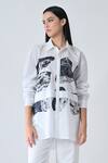 Shop Samant Chauhan White Cotton Collared Black Stone Print Shirt Online at Aza Fashions Shop_Samant Chauhan_White Cotton Collared Black Stone Print Shirt _Online_at_Aza_Fashions