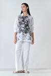 Samant Chauhan_White Cotton Collared Shatter Ink Designer Shirt _Online_at_Aza_Fashions