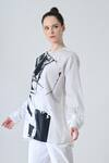 Buy_Samant Chauhan_White Cotton Round Neck Ink Print Shirt _Online_at_Aza_Fashions