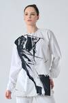 Buy_Samant Chauhan_White Cotton Round Neck Ink Print Shirt _at_Aza_Fashions