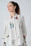 Samant Chauhan_White Cotton Collared Memory Sketch Shirt _at_Aza_Fashions