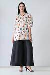 Samant Chauhan_Off White Cotton Collared Crawl Pattern Shirt _Online_at_Aza_Fashions