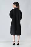 Shop_Samant Chauhan_Black Cotton Collared Floral Print Shirt Dress _at_Aza_Fashions