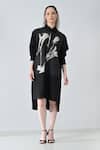 Samant Chauhan_Black Cotton Collared Floral Print Shirt Dress _Online_at_Aza_Fashions