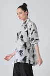 Samant Chauhan_Gray Cotton Collared Grey Tie And Dye Shirt _at_Aza_Fashions
