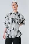Buy_Samant Chauhan_Gray Cotton Collared Grey Tie And Dye Shirt _at_Aza_Fashions