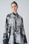 Buy_Samant Chauhan_Gray Cotton Mandarin Collar Cracked Print Designer Shirt _Online_at_Aza_Fashions