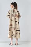 Shop_Samant Chauhan_Beige Cotton Collared Abstract Print Shirt Dress _at_Aza_Fashions