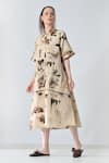 Buy_Samant Chauhan_Beige Cotton Collared Abstract Print Shirt Dress _Online_at_Aza_Fashions
