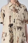 Samant Chauhan_Beige Cotton Collared Abstract Print Shirt Dress _at_Aza_Fashions