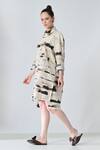 Samant Chauhan_Beige Cotton Collared Brown Tone Shirt Dress _Online_at_Aza_Fashions