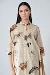 Shop Samant Chauhan Beige Cotton Collared Splash Brown Shirt Dress Online at Aza Fashions Shop_Samant Chauhan_Beige Cotton Collared Splash Brown Shirt Dress _Online_at_Aza_Fashions
