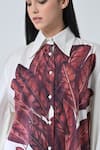 Samant Chauhan_White Cotton Collared Leaf Patch Shirt Dress _at_Aza_Fashions