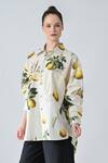 Samant Chauhan_Off White Cotton Collared Citrus Pop Shirt _at_Aza_Fashions